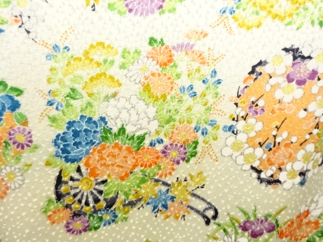 JAPANESE KIMONO / ANTIQUE KIMONO / FLOWER CART